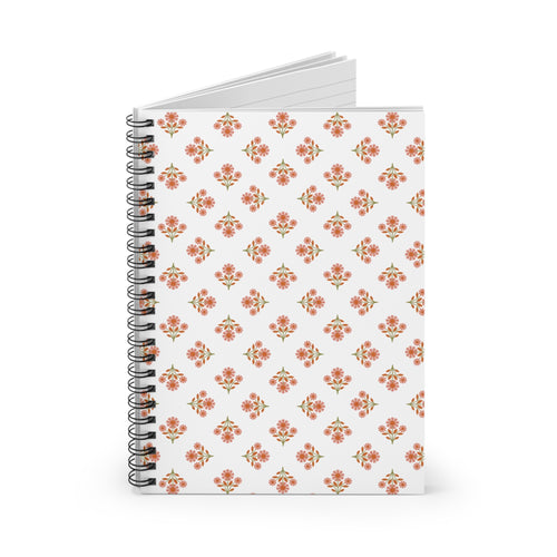 Floral Diamond Pattern Spiral Notebook — Ruled Lined Journal