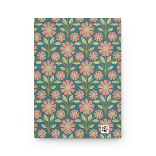 Floral Retro Daisy Pattern Hardcover Journal — Lined Matte Notebook for Notes & Daily Planning